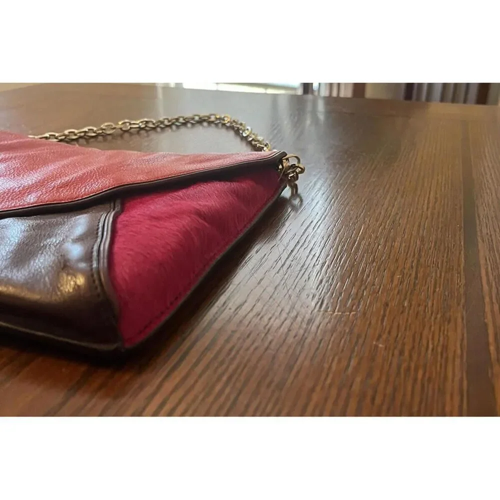 Banana Republic Womens Medium Multicolor Leather Envelope Clutch Bag Chain Strap
